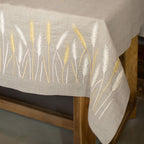Wheat Field Linen Tablecloth 55x55 | Natural Farmhouse Decor