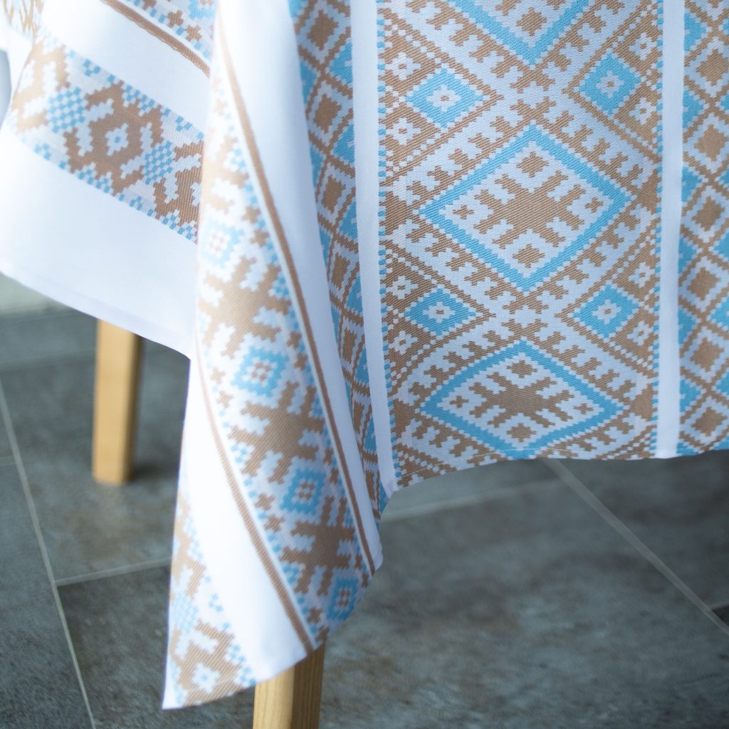 Beige White Tisa Linen Tablecloth 106x65" - Elegant Farmhouse Table Linens | Premium Natural Linen