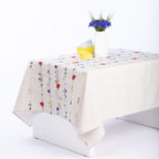 Wildflowers Linen Tablecloth 71x59" - Botanical Farmhouse Table Linens | Premium Natural Linen