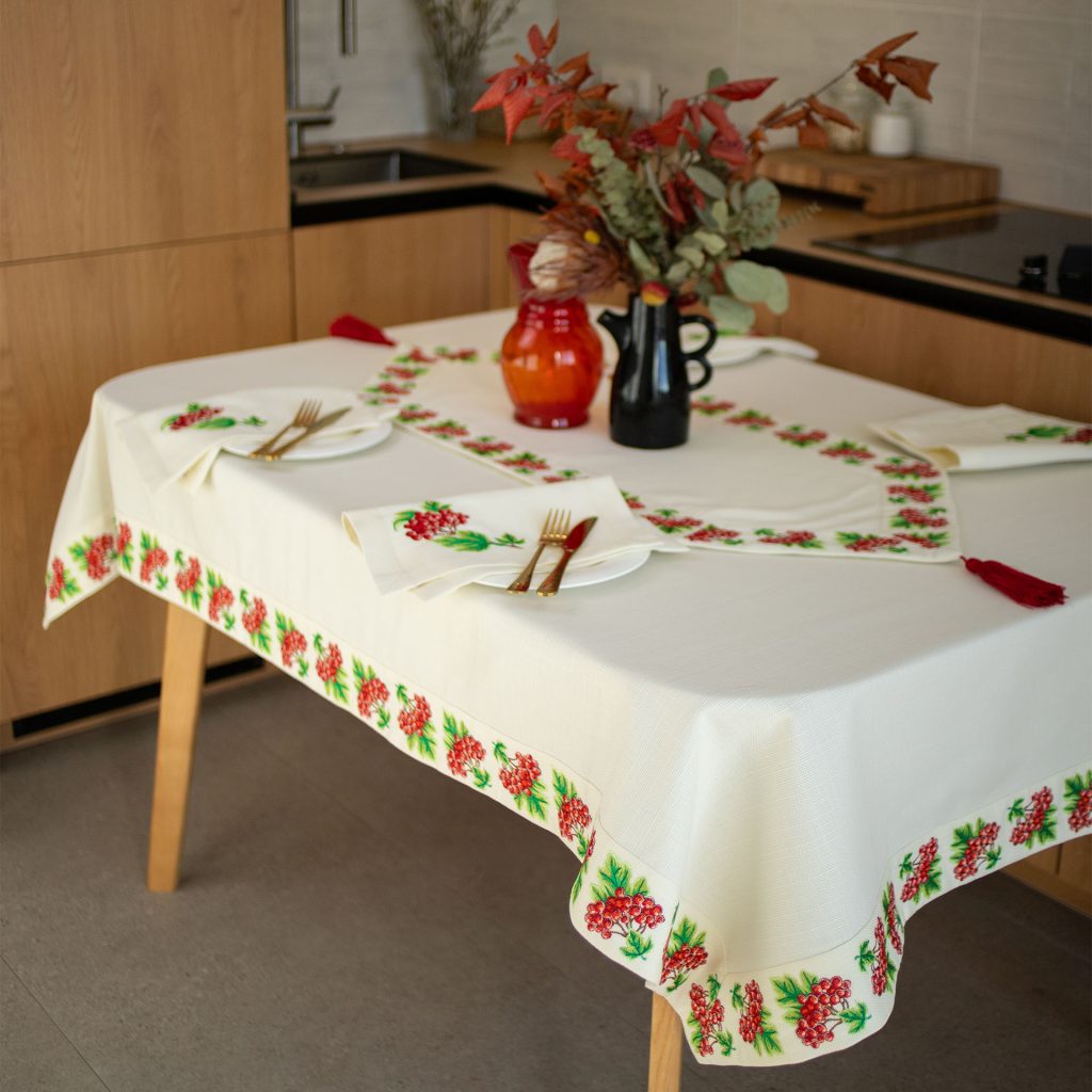 Kalyna Linen Tablecloth 71x55" - Traditional Ukrainian Table Linens | Premium Natural Linen