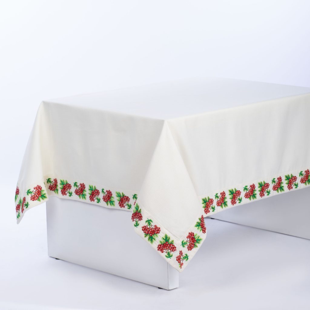 Kalyna Linen Tablecloth 71x55" - Traditional Ukrainian Table Linens | Premium Natural Linen