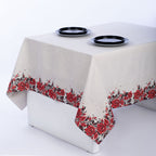 Ethnic Motifs Linen Tablecloth 87x57" - Traditional Folk Table Linens | Premium Natural Linen