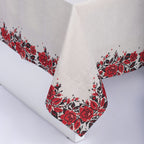 Ethnic Motifs Linen Tablecloth 87x57" - Traditional Folk Table Linens | Premium Natural Linen