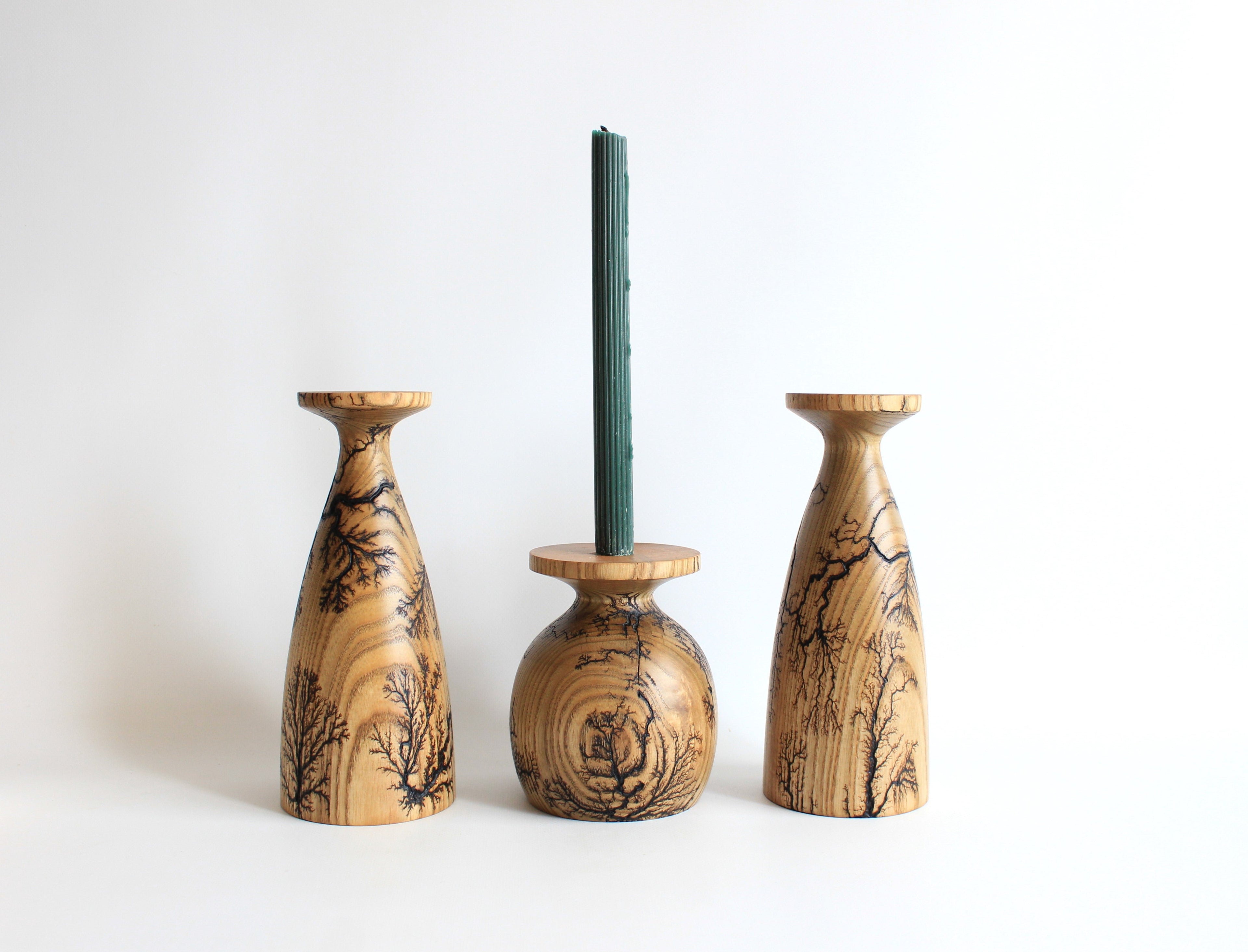 Handcrafted Pear Wood Candle Holder Set - Artisan Collection