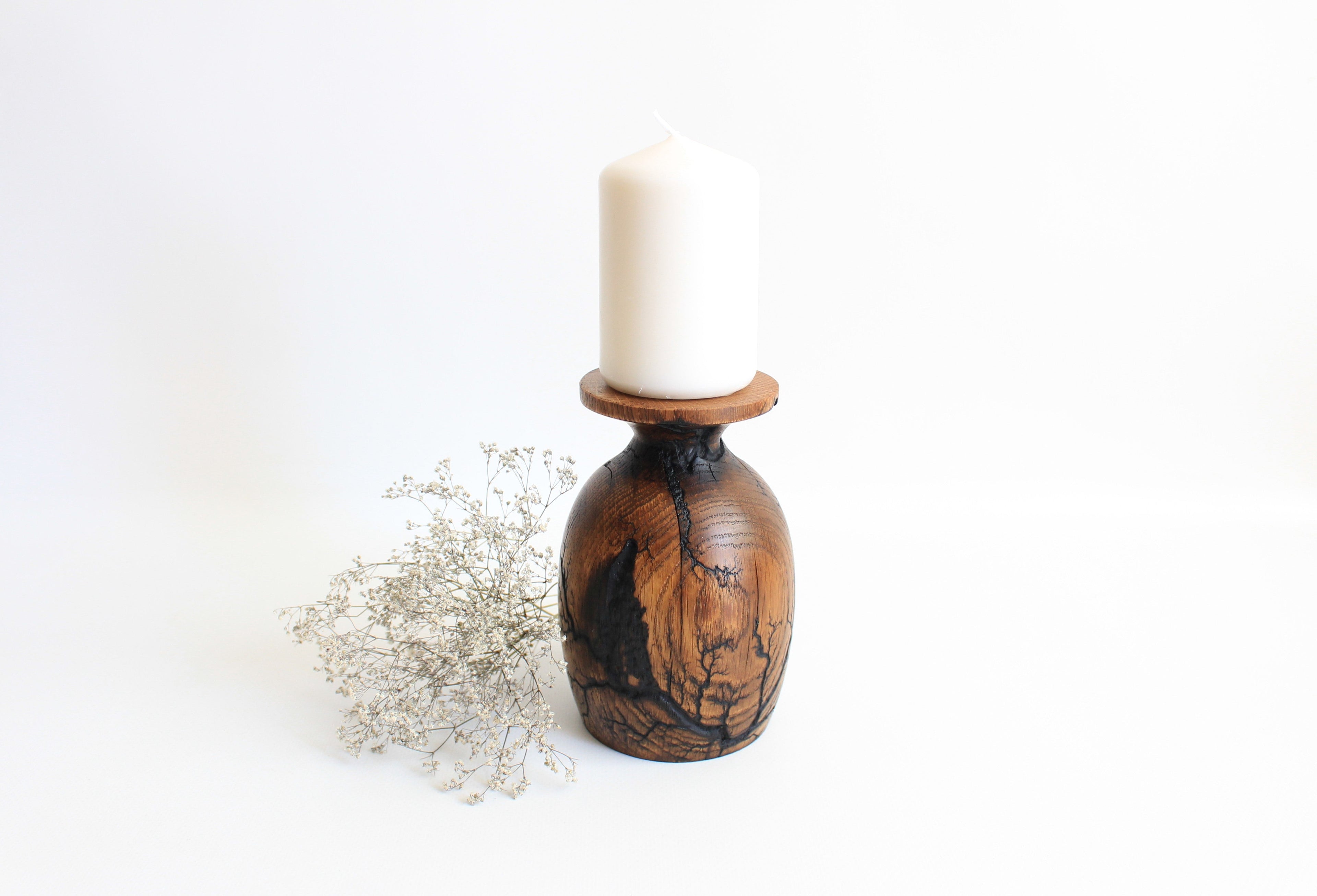 Handcrafted Decorative Pear Wood Candle Holder - Artistic Design
