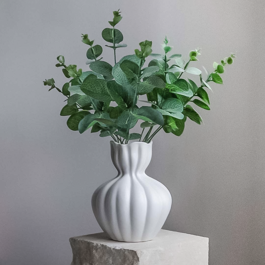 White Matte Ceramic Flower Vase, decorative vase for flowers, dried stems, and modern home decor