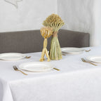 White Wheat Field Linen Tablecloth 71x59 | Farmhouse Linens