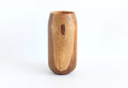 Small Handcrafted Oak Wood Vase for Dried Flowers
