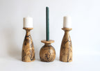 Handcrafted Pear Wood Candle Holder Set - Artisan Collection