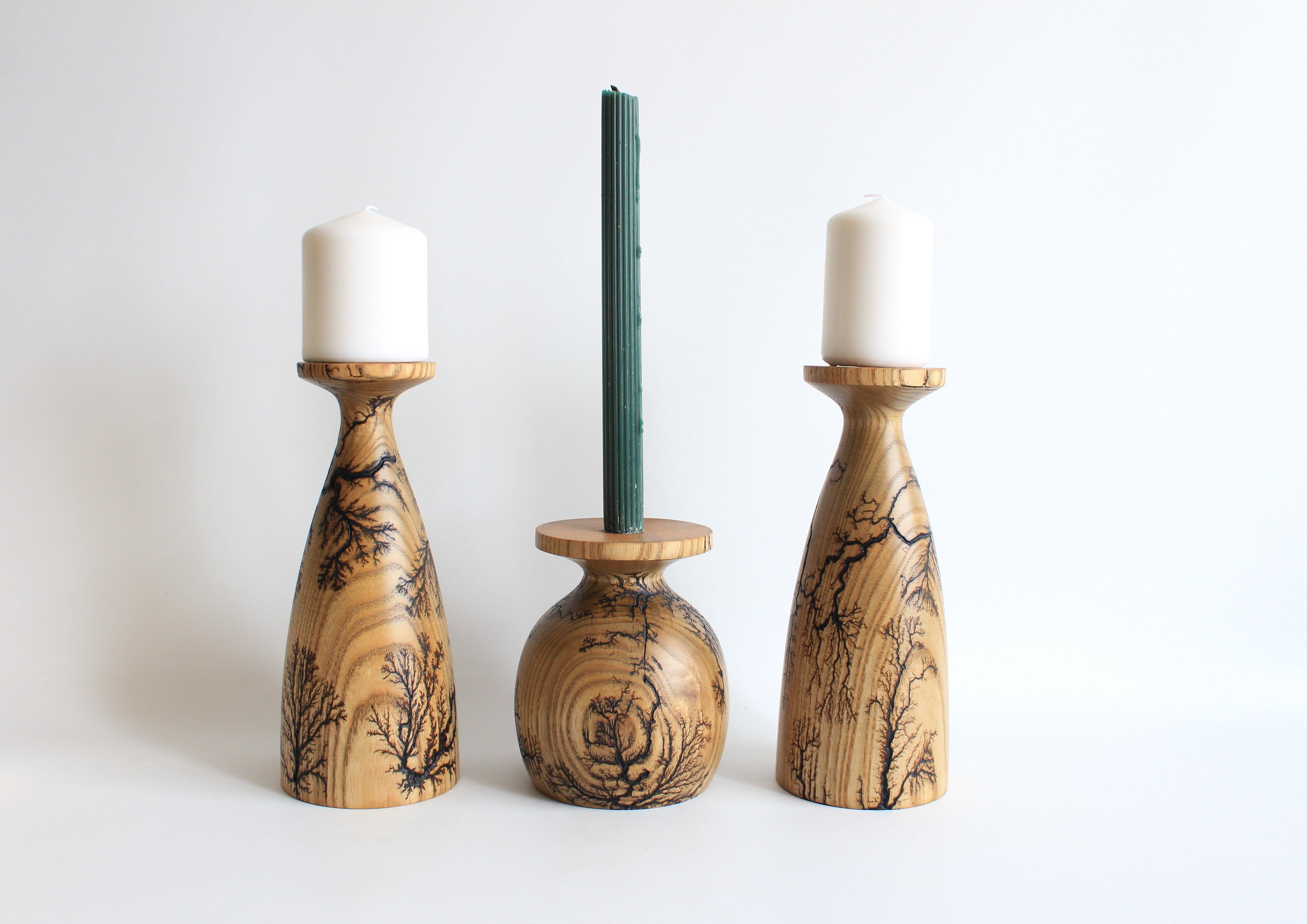 Handcrafted Pear Wood Candle Holder Set - Artisan Collection