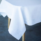 White Melissa Linen Tablecloth 118x57 | Botanical Table Linens