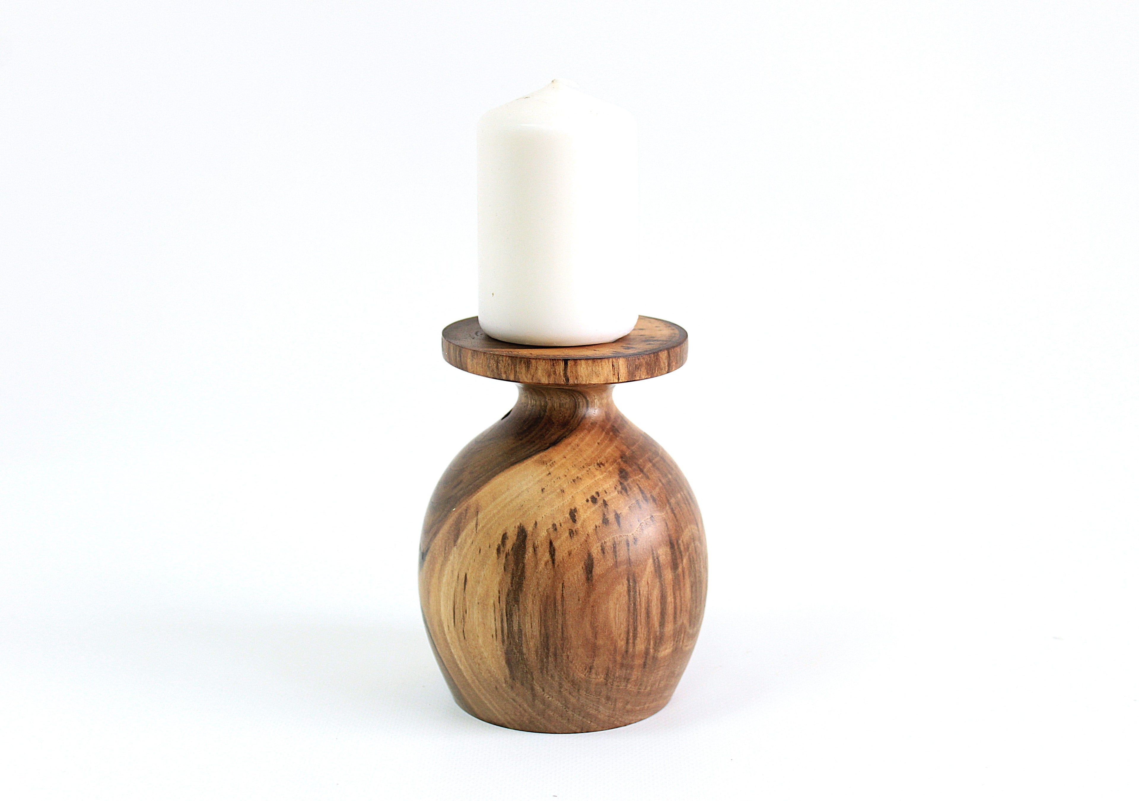 Handcrafted Oak Wood Candle Holder - Artisan Home Decor