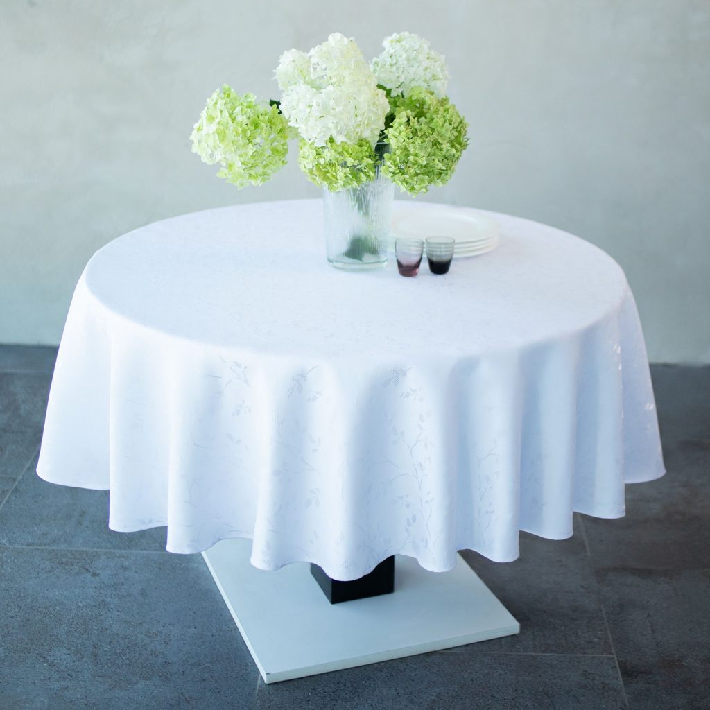 Round White Royal Linen Tablecloth 63 inch | Circle Table Linens