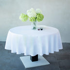 Round White Royal Linen Tablecloth 63 inch | Circle Table Linens