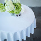 Round White Royal Linen Tablecloth 63 inch | Circle Table Linens