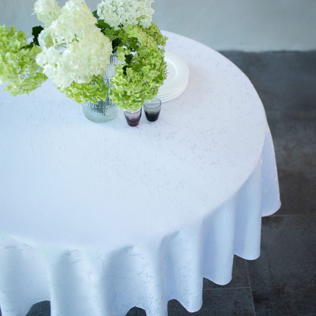 Round White Royal Linen Tablecloth 63 inch | Circle Table Linens