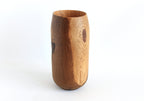 Small Handcrafted Oak Wood Vase for Dried Flowers