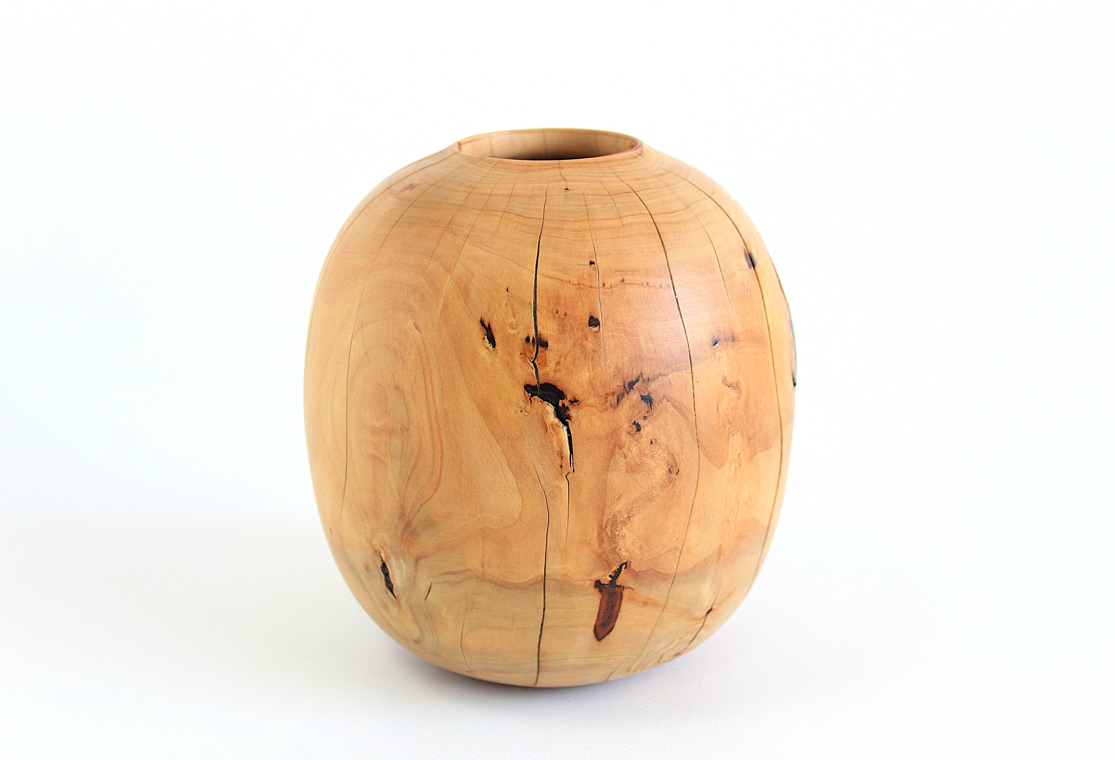 Handcrafted Pear Wood Vase for Dried Flowers - Artisan Made