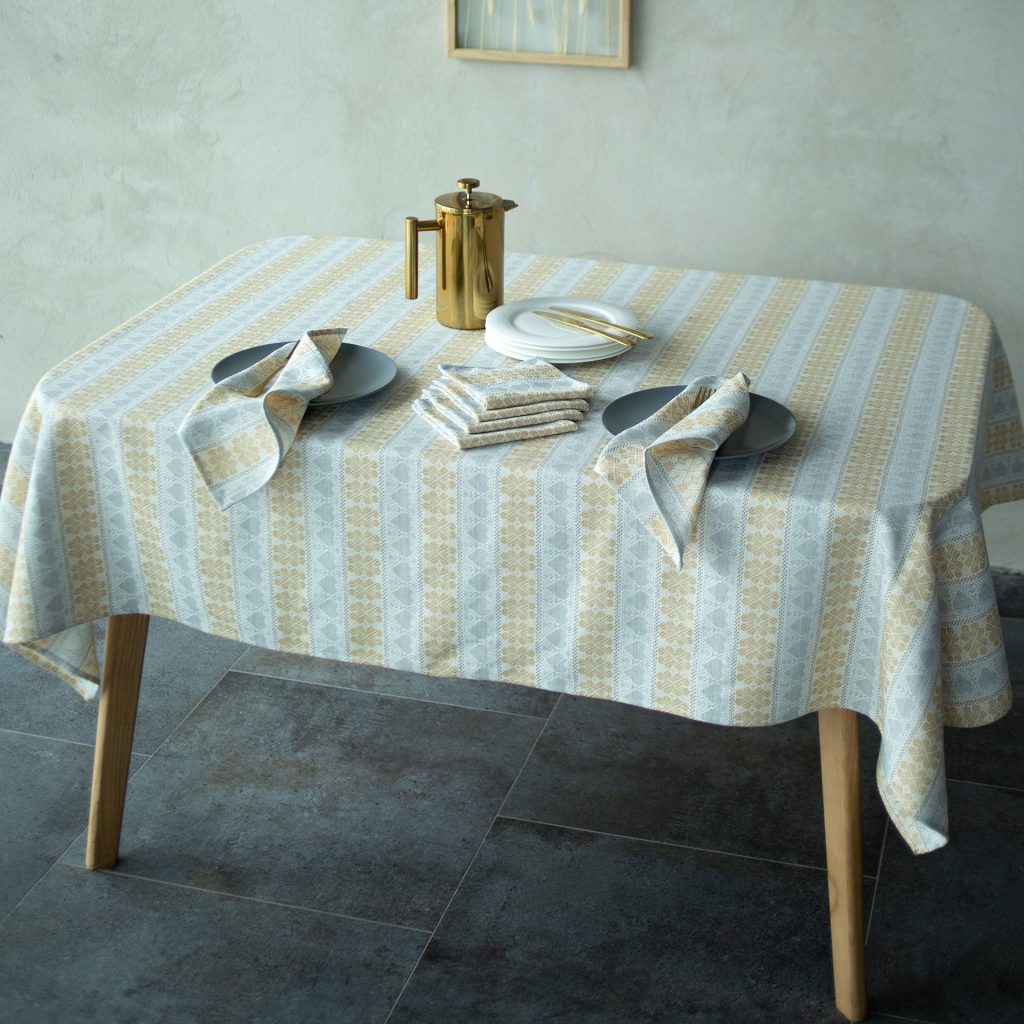 Yellow Linen Table Set 75x55 - Complete 7-Piece Dining Collection | Decor Nestly