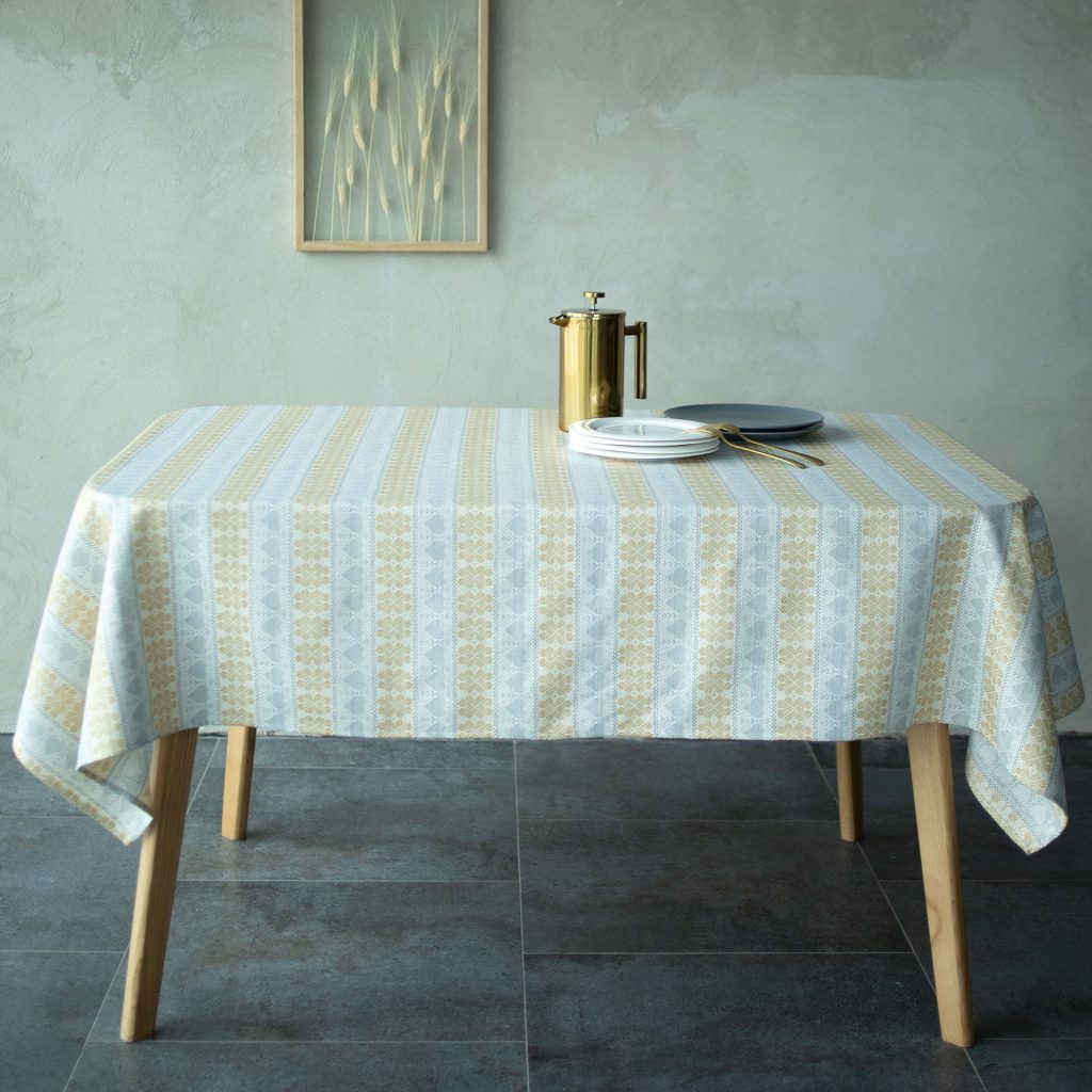 Yellow Linen Table Set 75x55 - Complete 7-Piece Dining Collection | Decor Nestly
