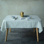 White Gray Linen Table Set 75x55 - Scandinavian 7-Piece Collection | Decor Nestly