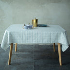 White Gray Linen Table Set 75x55 - Scandinavian 7-Piece Collection | Decor Nestly