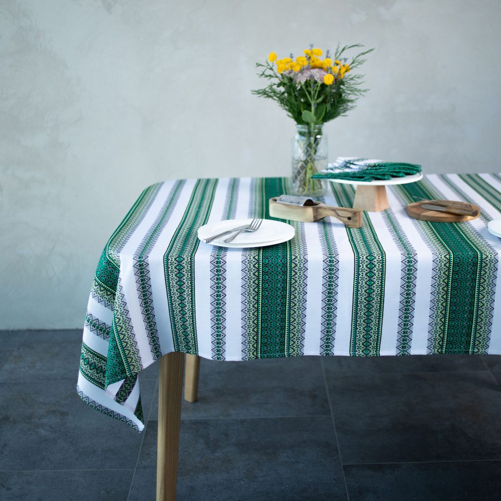 Sage Green Linen Table Set 75x55 - Botanical 7-Piece Collection | Decor Nestly