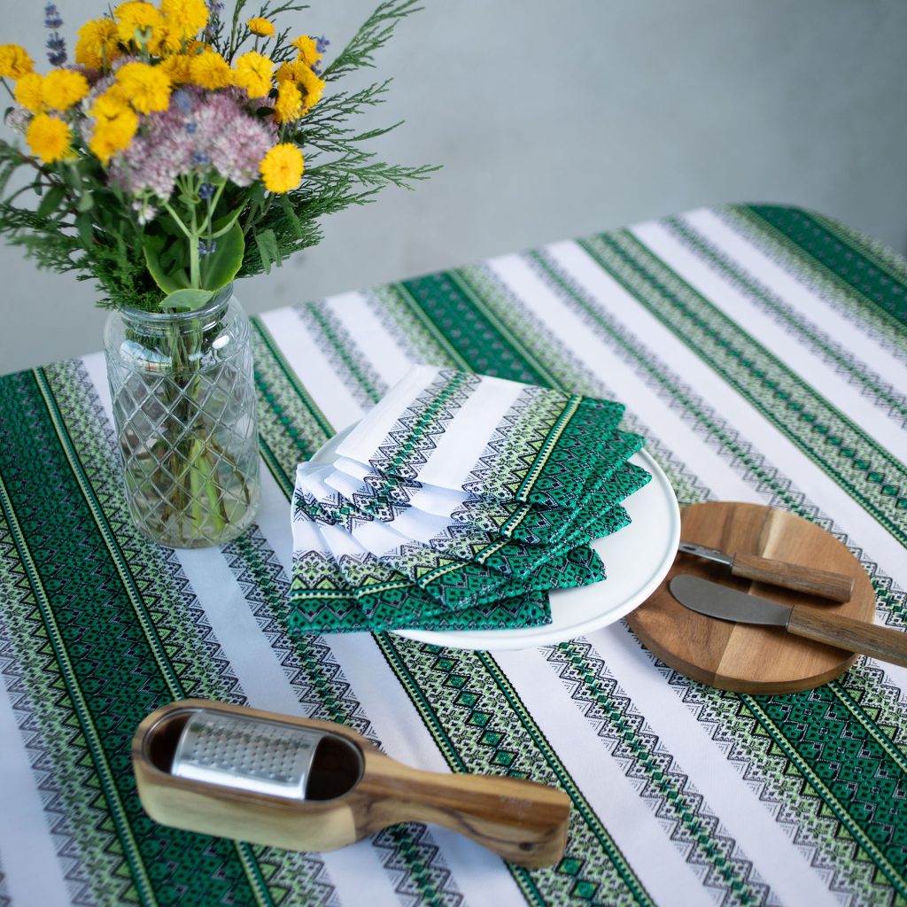 Sage Green Linen Table Set 75x55 - Botanical 7-Piece Collection | Decor Nestly