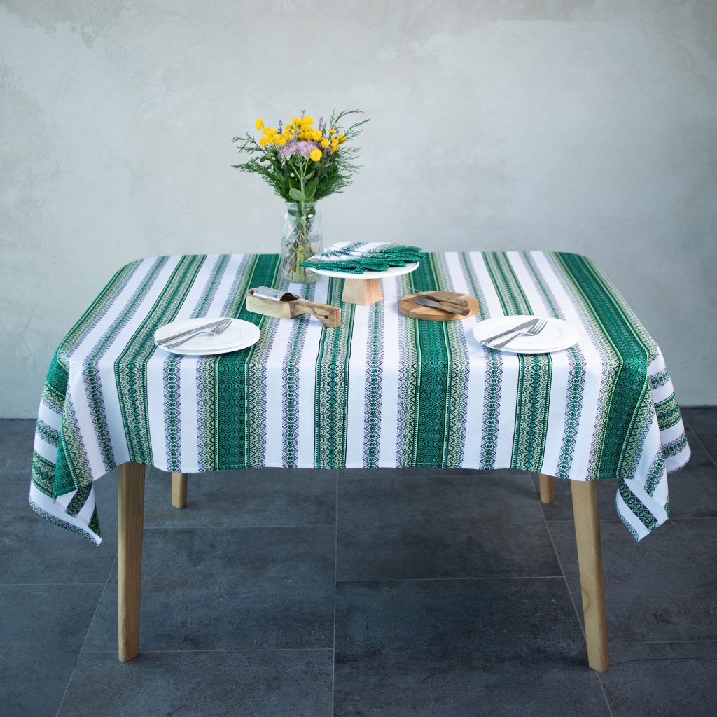 Sage Green Linen Table Set 75x55 - Botanical 7-Piece Collection | Decor Nestly