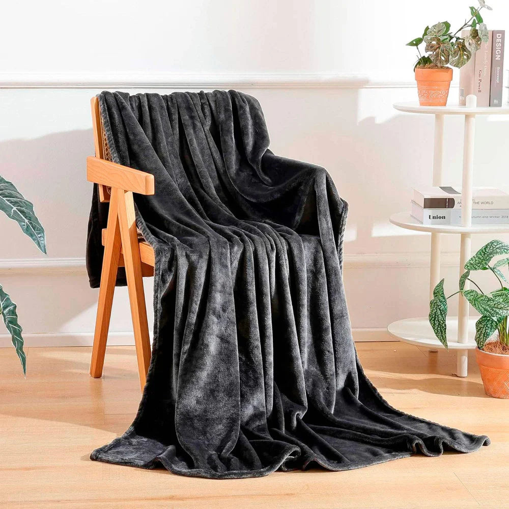 Dark gray fleece plaid 200 x 220 cm