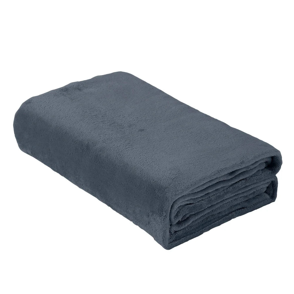 Dark gray fleece plaid 200 x 220 cm