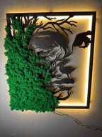 Close-up of premium walnut wood grain on spiritual female figure art